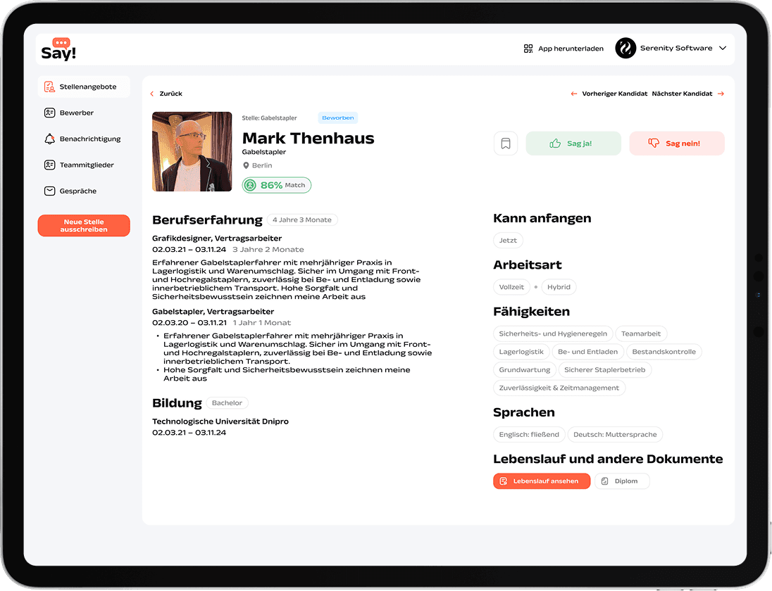 Kandidatenprofile Detail
