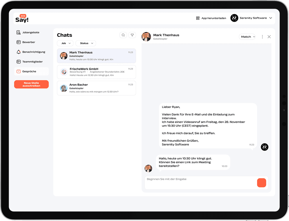 Sofort buchen oder chatten